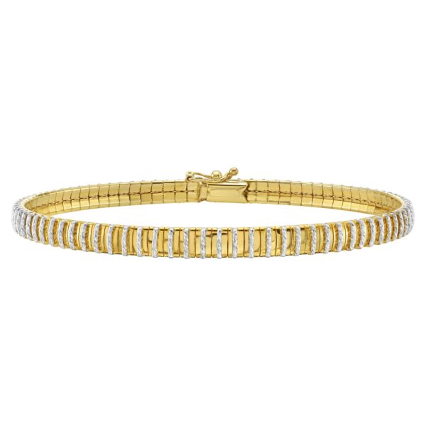 14K Two Tone Gold Mini Diamante Bracelet (4.00 mm) - Image 2