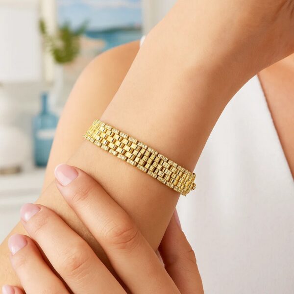 Panther Link Medium Bracelet in 14K Yellow Gold (9.60 mm) - Image 4