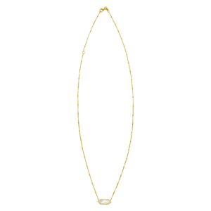 14K Yellow Gold Hexagon Mother Of Pearl Pendant Necklace