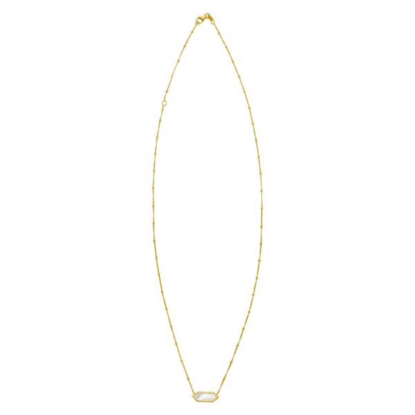 14K Yellow Gold Hexagon Mother Of Pearl Pendant Necklace