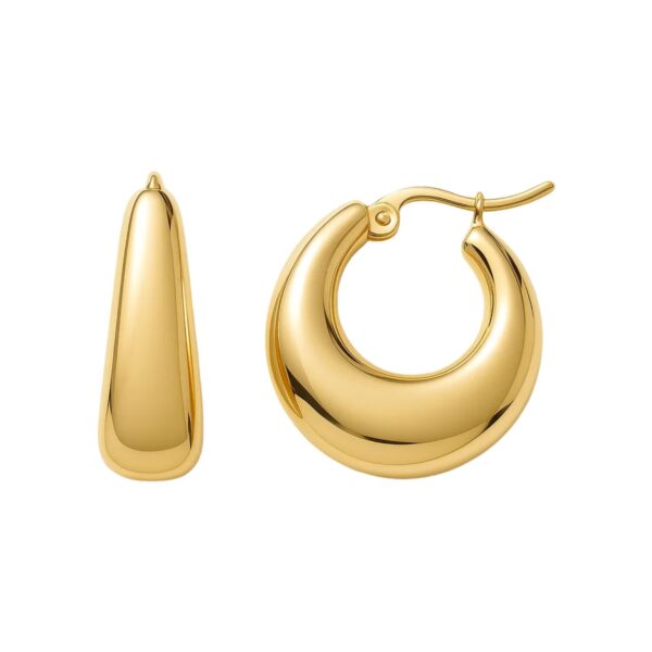 Medium Tapered Hoop Earrings in 14K Yellow Gold - Image 2