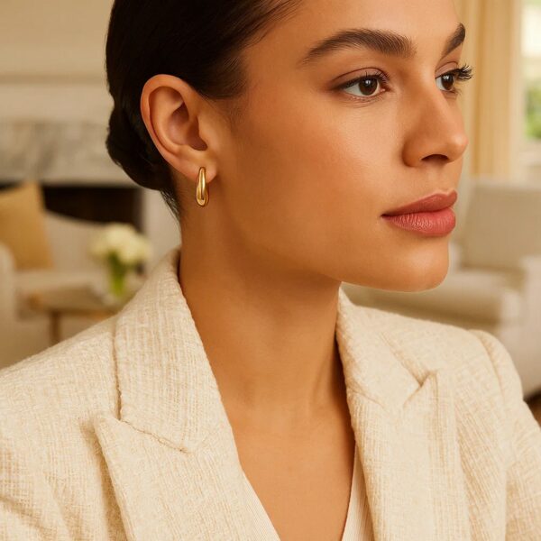 Medium Tapered Hoop Earrings in 14K Yellow Gold - Image 3