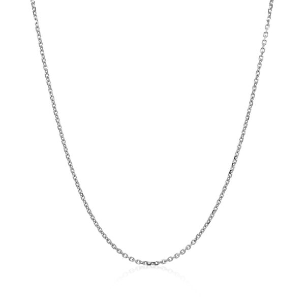 18k White Gold Diamond Cut Cable Link Chain (1.10 mm) - Image 2