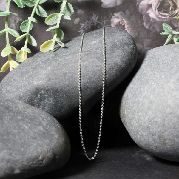 18k White Gold Diamond Cut Cable Link Chain (1.10 mm) - Image 5