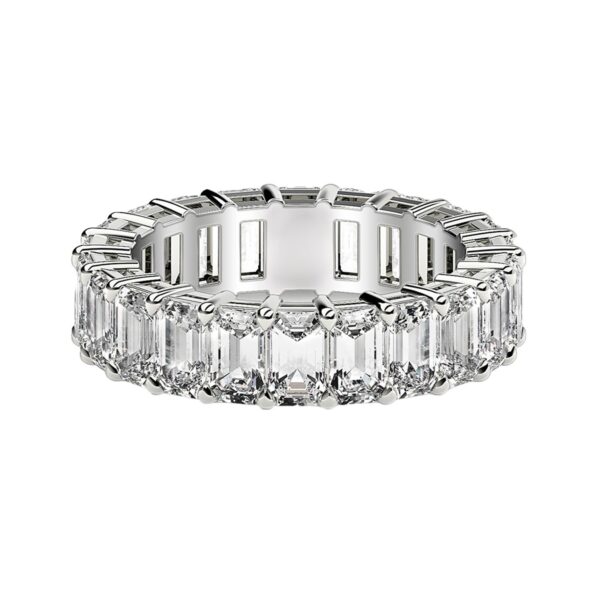 Emerald Cut Lab Grown Diamond Eternity Ring in 14k White Gold (3 cttw FG/VS2) - Image 2