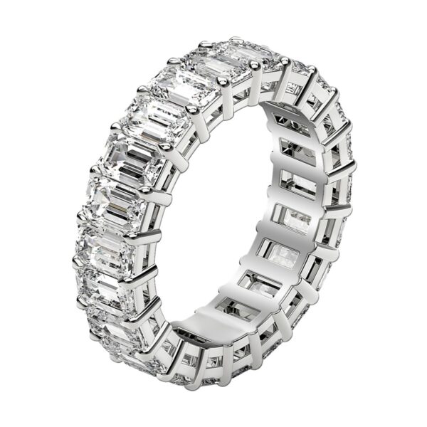 Emerald Cut Lab Grown Diamond Eternity Ring in 14k White Gold (3 cttw FG/VS2) - Image 4