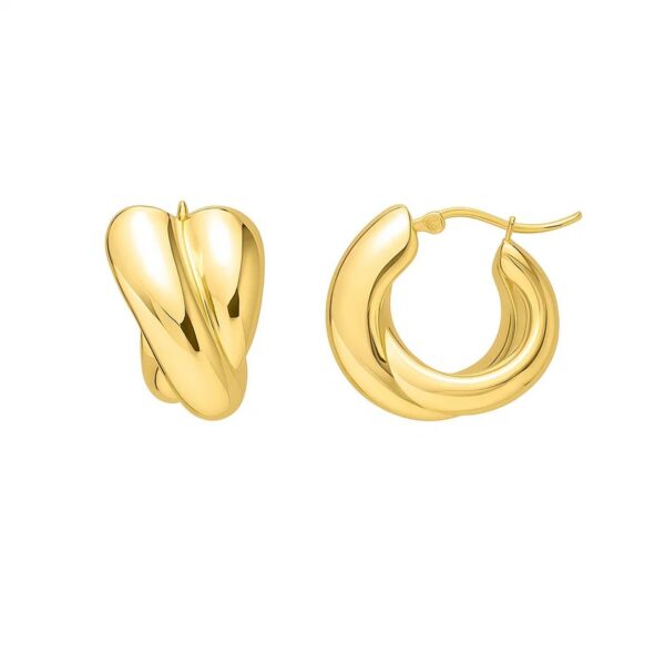 Crossover Hoop Earrings in 14K Yellow Gold - Image 2