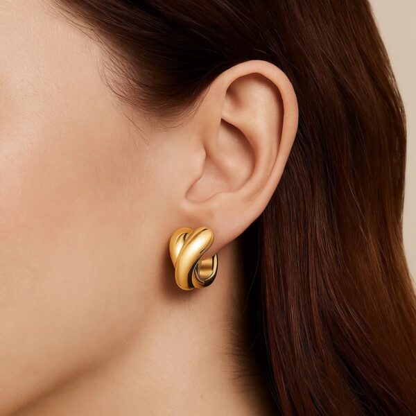 Crossover Hoop Earrings in 14K Yellow Gold - Image 3
