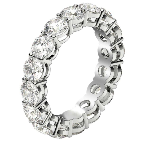 Round Cut Lab Grown Diamond Eternity Ring in 14k White Gold (4 cttw FG/VS2) - Image 4