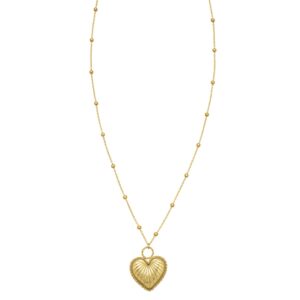 14K Yellow Gold Vintage Puffed Heart Necklace