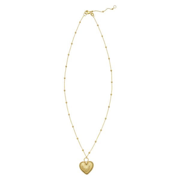 14K Yellow Gold Vintage Puffed Heart Necklace - Image 2