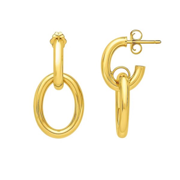 Interlocking Link Earrings in 14K Yellow Gold - Image 2