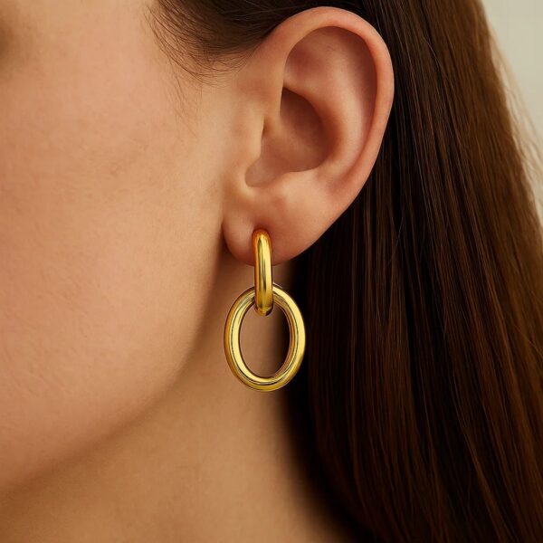Interlocking Link Earrings in 14K Yellow Gold - Image 3
