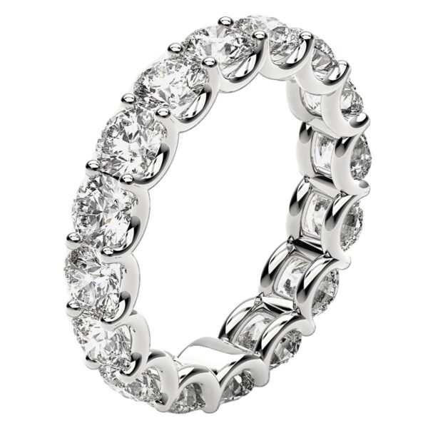 Round Cut Lab Grown Diamond Eternity Ring in 14k White Gold (4 cttw FG/VS2) - Image 4