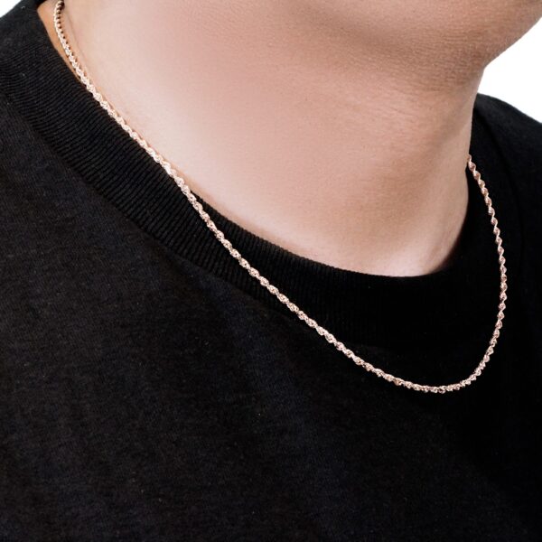 14k Rose Gold Solid Diamond Cut Rope Chain (2.30 mm) - Image 4