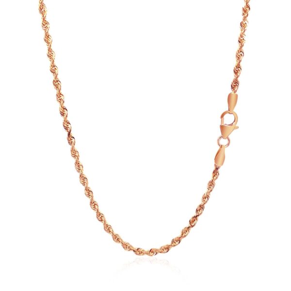 14k Rose Gold Solid Diamond Cut Rope Chain (2.30 mm) - Image 6