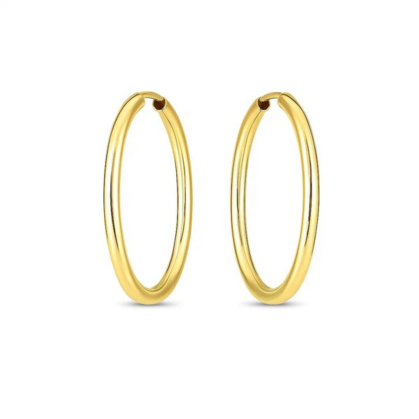14k Yellow Gold Endless Oval Hoop Earrings(2x25mm) - Image 2