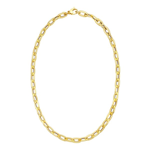 14K Yellow Gold Long Mirror Rolo Link Chain Necklace (7.30 mm) - Image 2