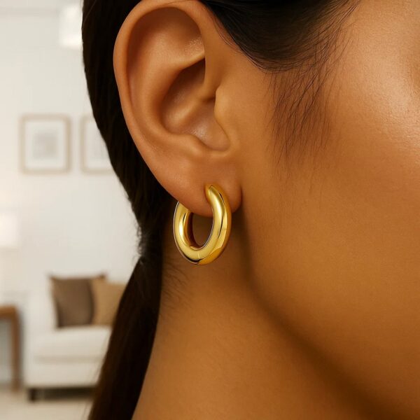 Large Round Electroform Hoop Earrings in 14K Yellow Gold - Image 3