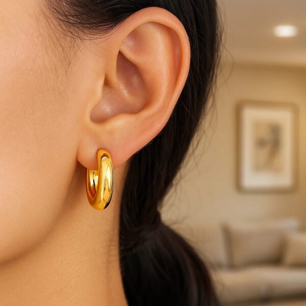 Large Round Electroform Hoop Earrings in 14K Yellow Gold - Image 4
