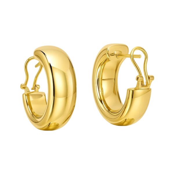 14k Yellow Gold Large Omega C Hoops - Image 2
