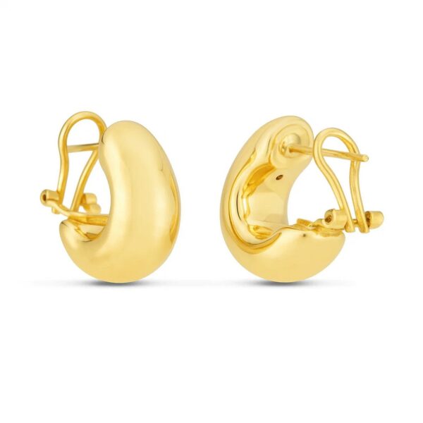 14k Yellow Gold Small Omega C Hoops - Image 2