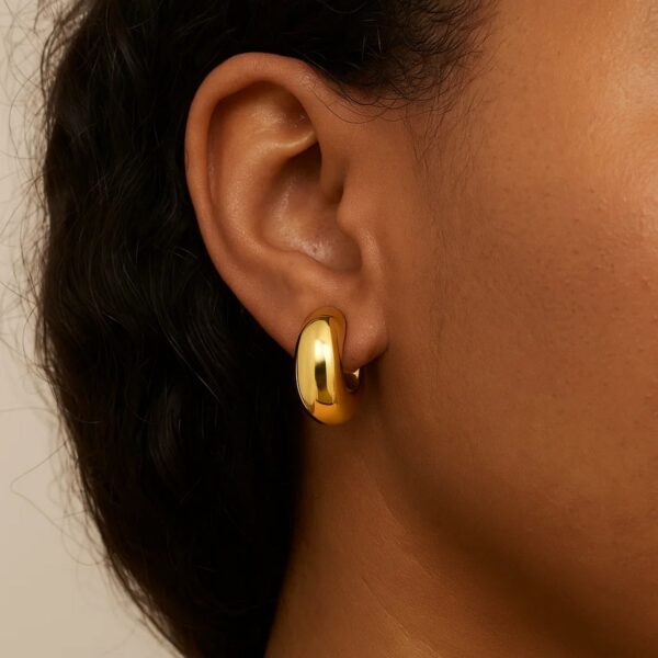 14k Yellow Gold Small Omega C Hoops - Image 4