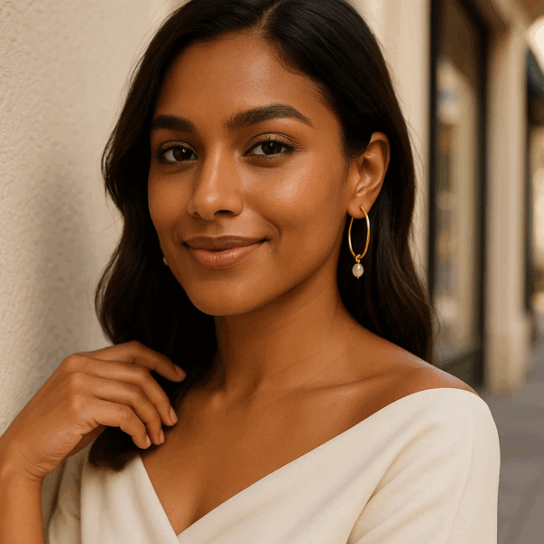 Pearl Drop Oval Earrings in 14K Yellow Gold - Image 6