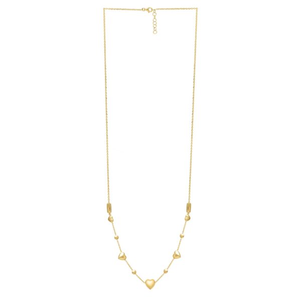 14k Yellow Gold Puff Heart Adjustable Necklace - Image 2
