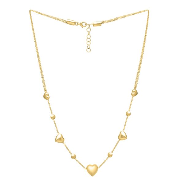 14k Yellow Gold Puff Heart Adjustable Necklace - Image 3
