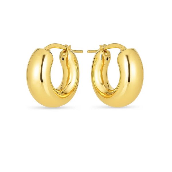 14k Yellow Gold Small Puffy Hoops - Image 2