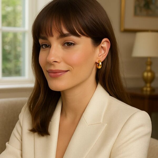 14k Yellow Gold Small Puffy Hoops - Image 3