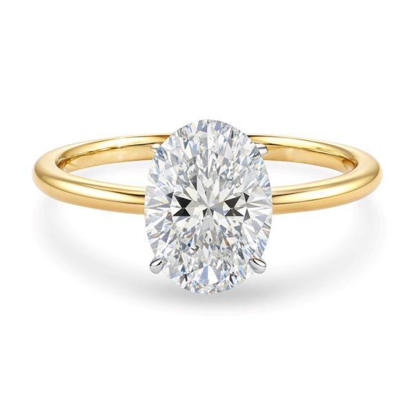 2 Carat Oval Lab Grown IGI G/VS1 Diamond Solitaire Ring in 14K Yellow Gold - Image 4