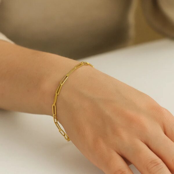 10K Yellow Gold Paperclip Bracelet  (2.50 mm) - Image 4