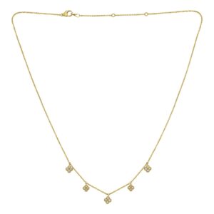 14K Yellow Gold Diamond Flower Necklace