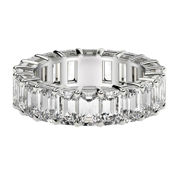 Emerald Cut Lab Grown Diamond Eternity Ring in 14k White Gold (7 cttw FG/VS2) - Image 2
