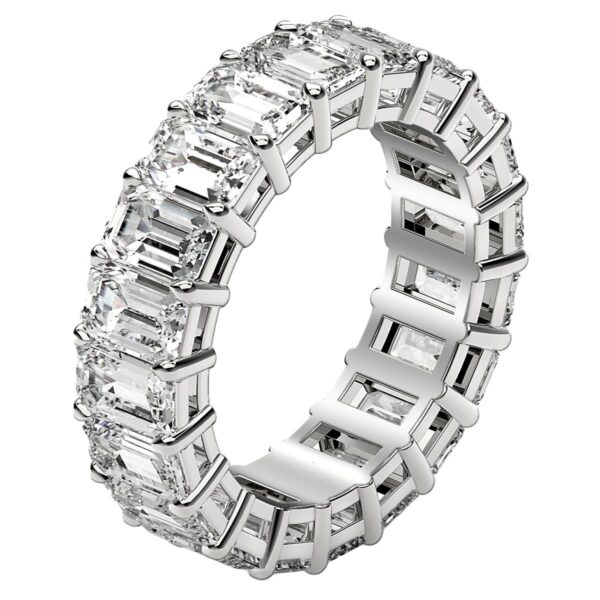 Emerald Cut Lab Grown Diamond Eternity Ring in 14k White Gold (7 cttw FG/VS2) - Image 4