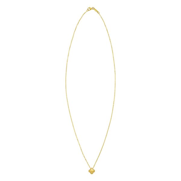 14K Yellow Gold Puffed Mini Clover Pendant Necklace - Image 2