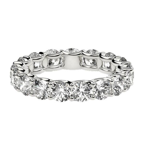 Round Cut Lab Grown Diamond Eternity Ring in 14k White Gold (3 cttw FG/VS2) - Image 2