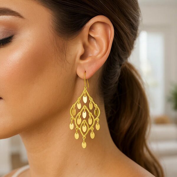 14K Yellow Gold Polished Chandelier Earring - Image 2