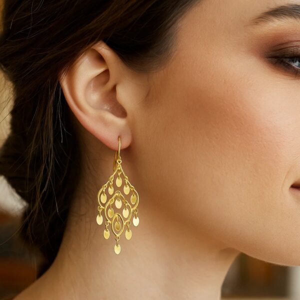 14K Yellow Gold Polished Chandelier Earring - Image 3