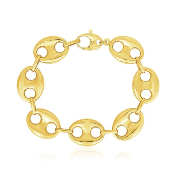 14k Yellow Gold High Polish Lite Puffed Mariner Link Bracelet  (21.00 mm) - Image 2
