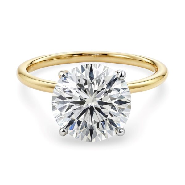 5 Carat Round Lab Grown IGI G/VS1 Diamond Solitaire Ring in 14K Yellow Gold - Image 4