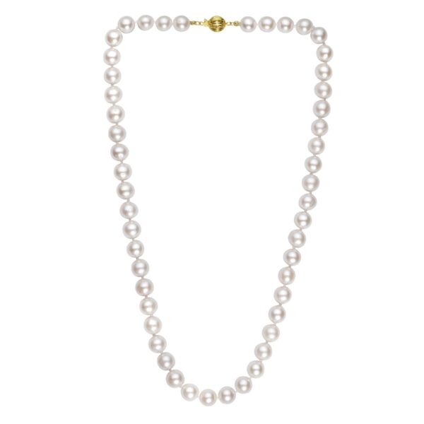 Pearl Necklace with Ball Clasp in 14K Yellow Gold - Image 2