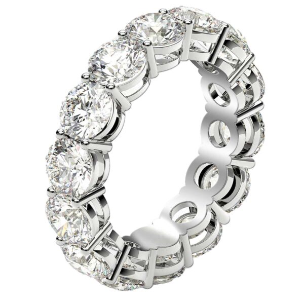 Round Cut Lab Grown Diamond Eternity Ring in 14k White Gold (6 cttw FG/VS2) - Image 4