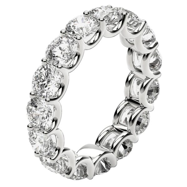 Round Cut Lab Grown Diamond Eternity Ring in 14k White Gold (5 cttw FG/VS2) - Image 4