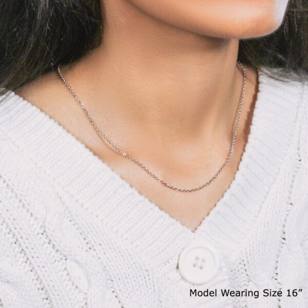 18k White Gold Diamond Cut Cable Link Chain (1.40 mm) - Image 2