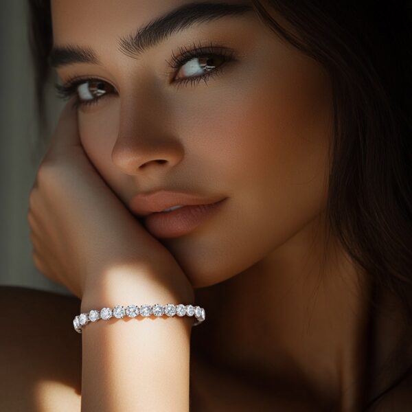 Lab Grown Round Diamond Tennis Bracelet in 14k White Gold (8 cctw F/G  VS2/SI1) - Image 4