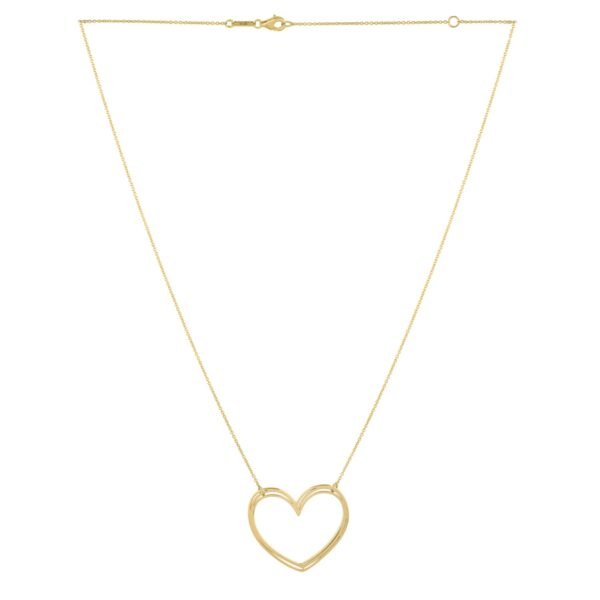 Large Open Heart Necklace in 14K Yellow Gold - Image 2
