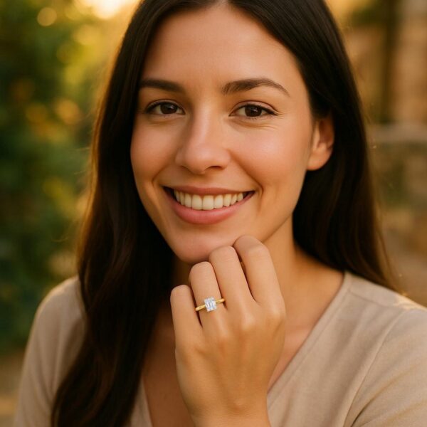 1 Carat Radiant Lab Grown IGI G/VS1 Diamond Solitaire Ring in 10K Yellow Gold - Image 5